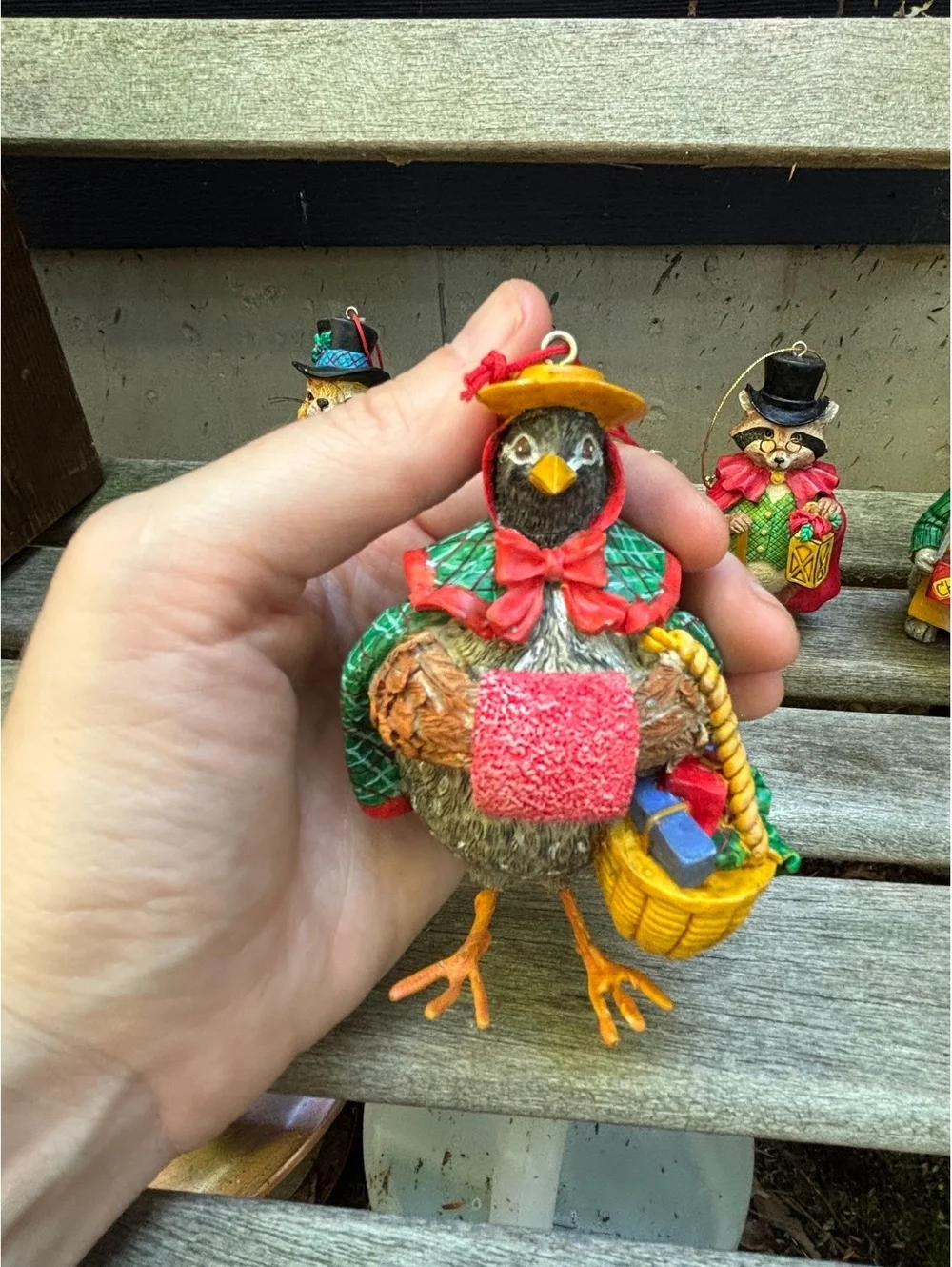 Set of 4 Vintage Woodland Animal Christmas Ornaments